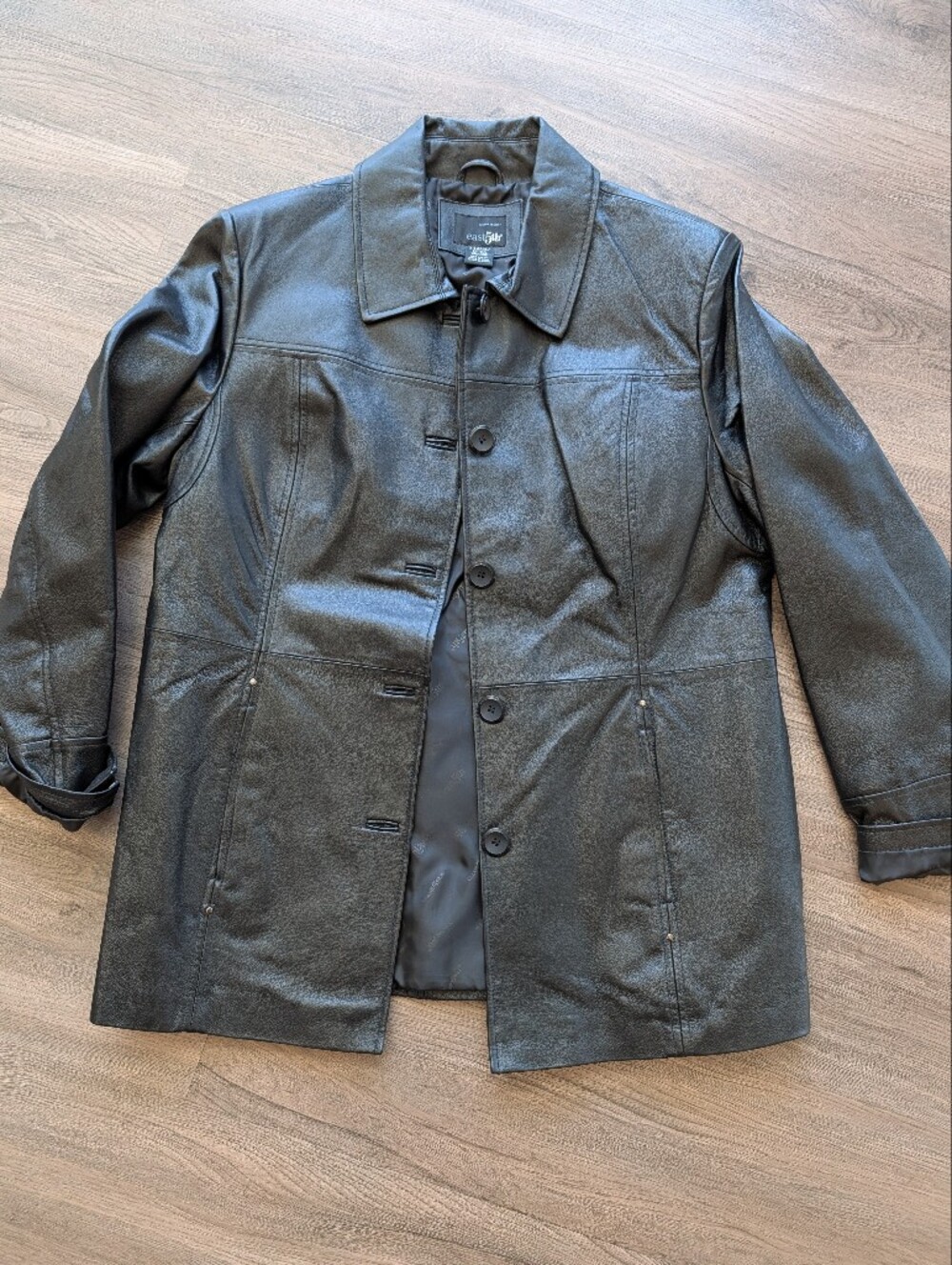 Vintage East 5th Black Leather Button Up Jacket
